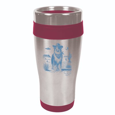 Dog Australian Shepherd Aussie Vintage Ufo Western Cowboy 16oz Travel Tumbler