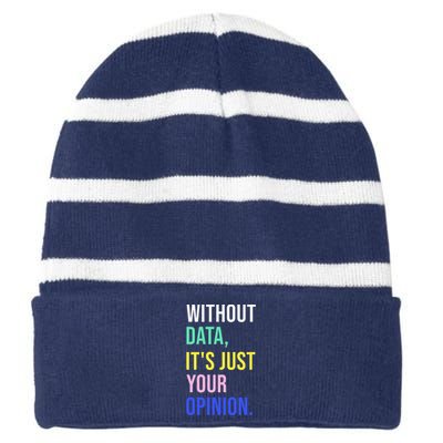 Data Analyst Statistics Statistician Funny Data Engineer Striped Beanie with Solid Band