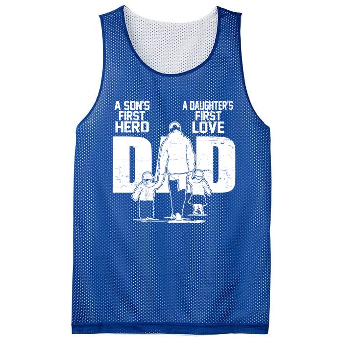 Dad A Sons First Hero Daughters First Love FatherS Day Gift Mesh Reversible Basketball Jersey Tank