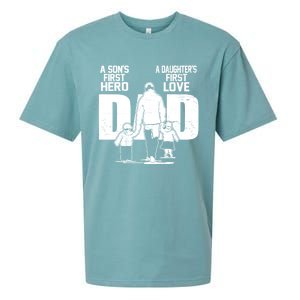 Dad A Sons First Hero Daughters First Love FatherS Day Gift Sueded Cloud Jersey T-Shirt