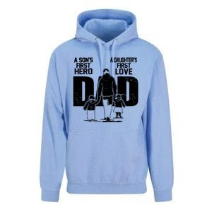 Dad A Sons First Hero Daughters First Love FatherS Day Gift Unisex Surf Hoodie