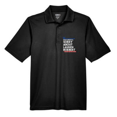 Dear America Sorry About Lauren Boebert Men's Origin Performance Pique Polo