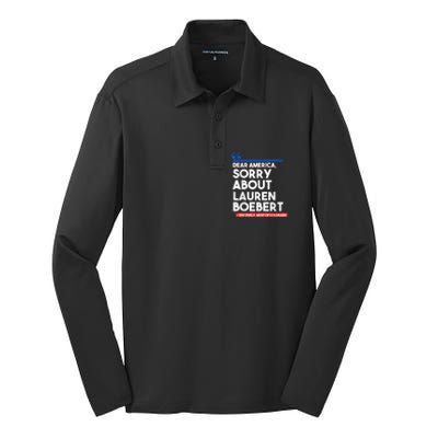 Dear America Sorry About Lauren Boebert Silk Touch Performance Long Sleeve Polo