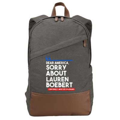 Dear America Sorry About Lauren Boebert Cotton Canvas Backpack