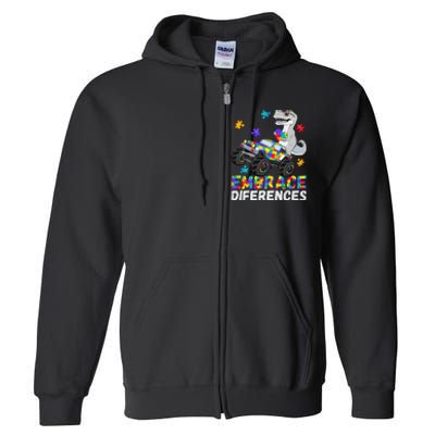 Dinosaur Autism Spectrum For autism mom Full Zip Hoodie