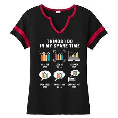 Data Analyst Statistic Scientist Funny Data Engineer Nerd Ladies Halftime Notch Neck Tee