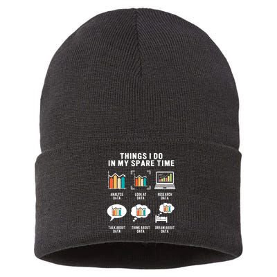 Data Analyst Statistic Scientist Funny Data Engineer Nerd Sustainable Knit Beanie