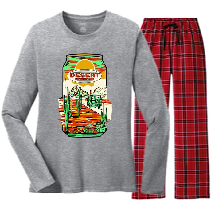 Desert Adventure Soda Can Women's Long Sleeve Flannel Pajama Set 