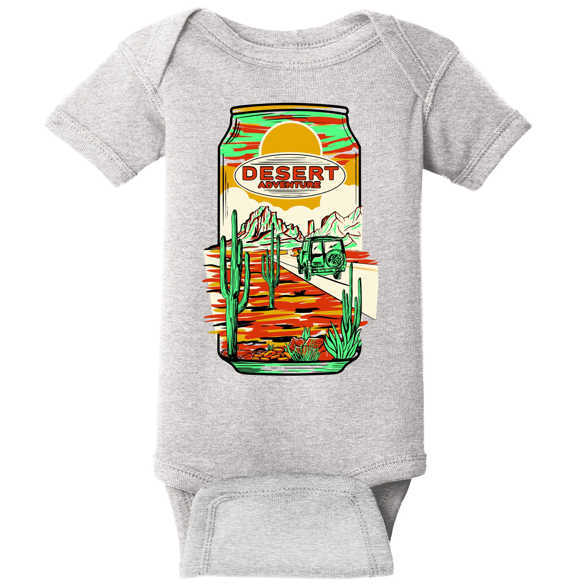 Desert Adventure Soda Can Baby Bodysuit