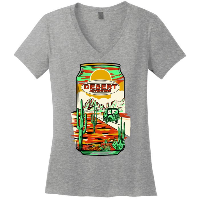 Desert Adventure Soda Can Women's V-Neck T-Shirt