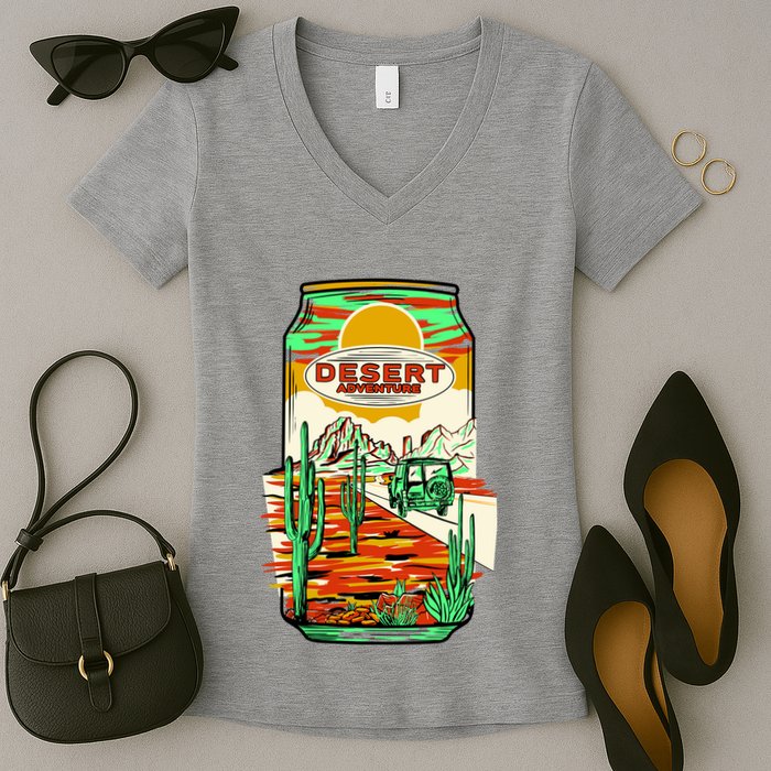 Desert Adventure Soda Can Women's V-Neck T-Shirt