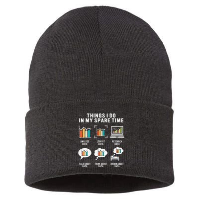 Data Analyst Statistic Scientist Funny Data Engineer Nerd Sustainable Knit Beanie