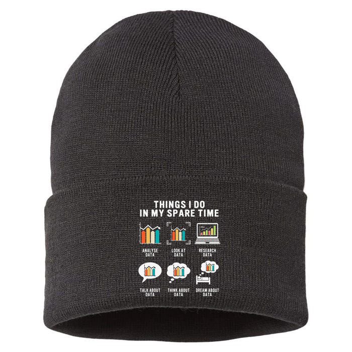 Data Analyst Statistic Scientist Funny Data Engineer Nerd Sustainable Knit Beanie