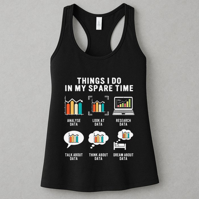 Data Analyst Statistic Scientist Funny Data Engineer Nerd Women's Racerback Tank