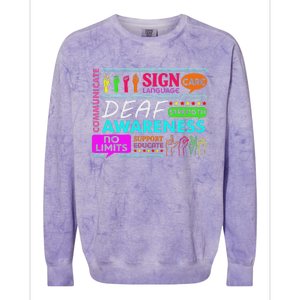 Deaf Awareness Sign Deafness Hearing Loss Warrior Colorblast Crewneck Sweatshirt