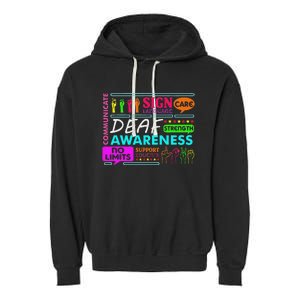 Deaf Awareness Sign Deafness Hearing Loss Warrior Garment-Dyed Fleece Hoodie