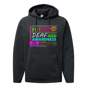 Deaf Awareness Sign Deafness Hearing Loss Warrior Performance Fleece Hoodie