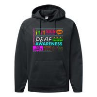 Deaf Awareness Sign Deafness Hearing Loss Warrior Performance Fleece Hoodie