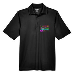 Deaf Awareness Sign Deafness Hearing Loss Warrior Men's Origin Performance Pique Polo