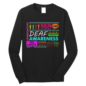 Deaf Awareness Sign Deafness Hearing Loss Warrior Long Sleeve Shirt