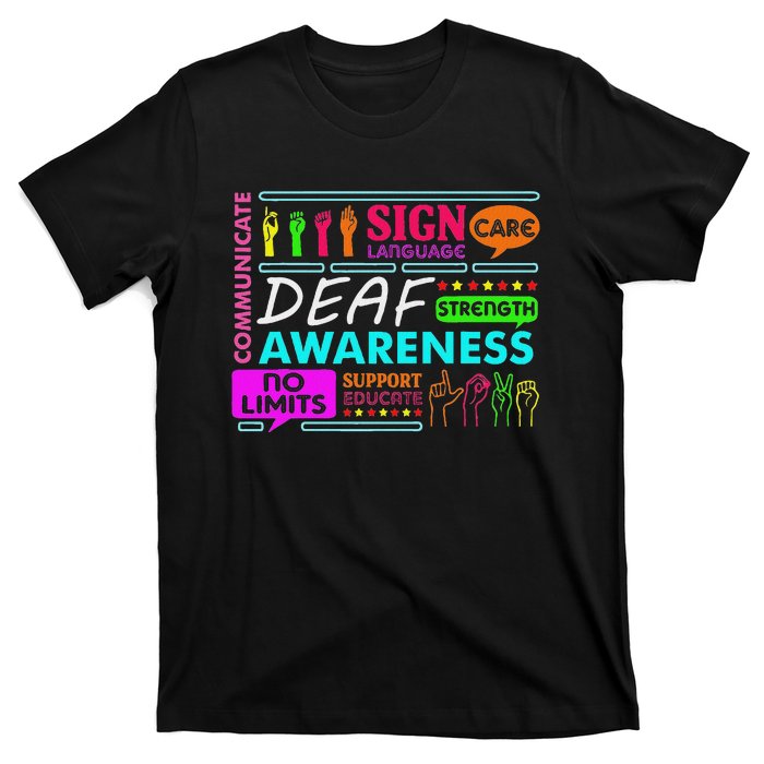 Deaf Awareness Sign Deafness Hearing Loss Warrior T-Shirt