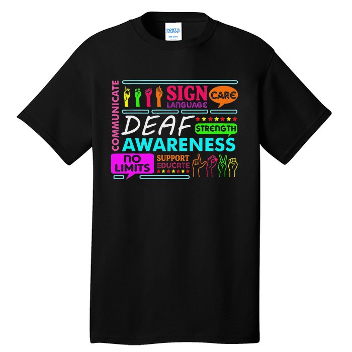 Deaf Awareness Sign Deafness Hearing Loss Warrior Tall T-Shirt