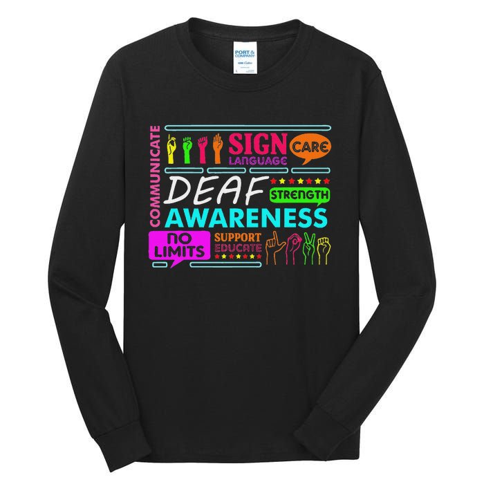 Deaf Awareness Sign Deafness Hearing Loss Warrior Tall Long Sleeve T-Shirt