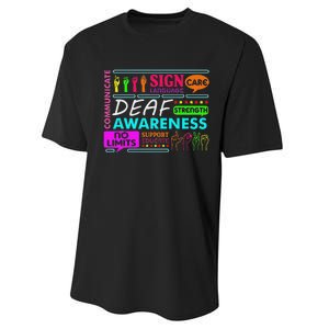 Deaf Awareness Sign Deafness Hearing Loss Warrior Performance Sprint T-Shirt