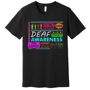 Deaf Awareness Sign Deafness Hearing Loss Warrior Premium T-Shirt