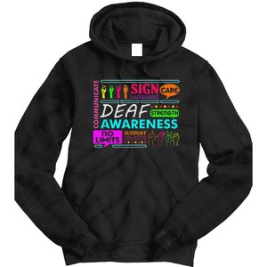 Deaf Awareness Sign Deafness Hearing Loss Warrior Tie Dye Hoodie