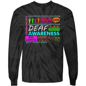 Deaf Awareness Sign Deafness Hearing Loss Warrior Tie-Dye Long Sleeve Shirt