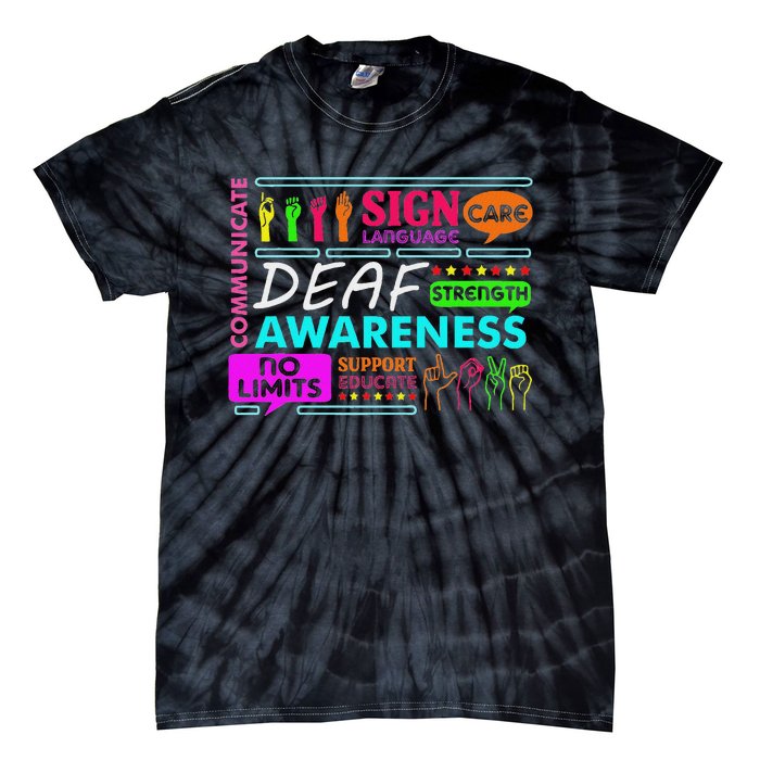 Deaf Awareness Sign Deafness Hearing Loss Warrior Tie-Dye T-Shirt