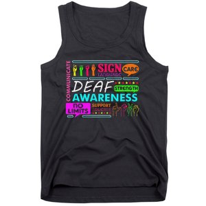 Deaf Awareness Sign Deafness Hearing Loss Warrior Tank Top