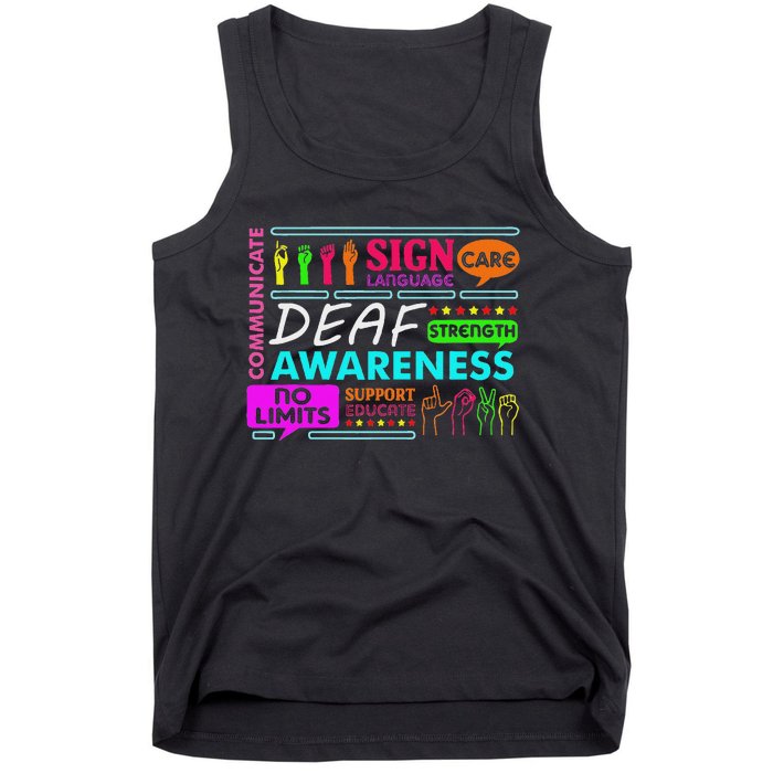 Deaf Awareness Sign Deafness Hearing Loss Warrior Tank Top