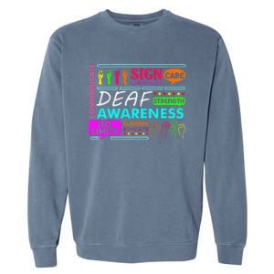 Deaf Awareness Sign Deafness Hearing Loss Warrior Garment-Dyed Sweatshirt