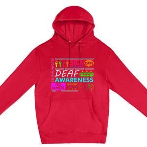 Deaf Awareness Sign Deafness Hearing Loss Warrior Premium Pullover Hoodie