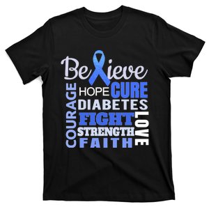 Diabetes Awareness Shirt Blue Ribbon Diabetes T-Shirt