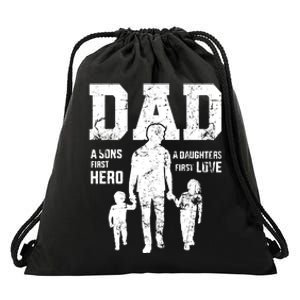 Daddy A Son's First Hero A Daughter's First Love Drawstring Bag