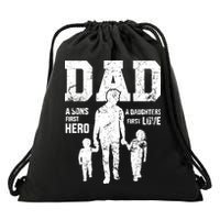 Daddy A Son's First Hero A Daughter's First Love Drawstring Bag