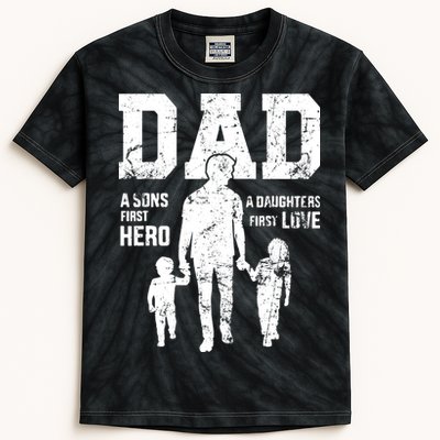 Daddy A Son's First Hero A Daughter's First Love Kids Tie-Dye T-Shirt
