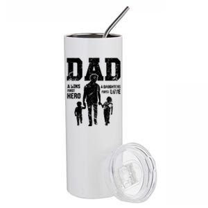 Daddy A Son's First Hero A Daughter's First Love Stainless Steel Tumbler