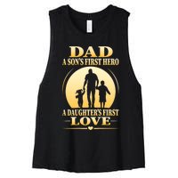 Dad A SonS First Hero A DaughterS First Love Women's Racerback Cropped Tank