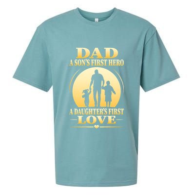 Dad A SonS First Hero A DaughterS First Love Sueded Cloud Jersey T-Shirt