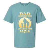 Dad A SonS First Hero A DaughterS First Love Sueded Cloud Jersey T-Shirt