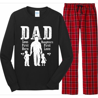 Dad A Sons First Hero A Daughters First Love Daddy Papa Pops Long Sleeve Pajama Set