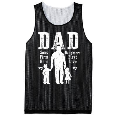 Dad A Sons First Hero A Daughters First Love Daddy Papa Pops Mesh Reversible Basketball Jersey Tank