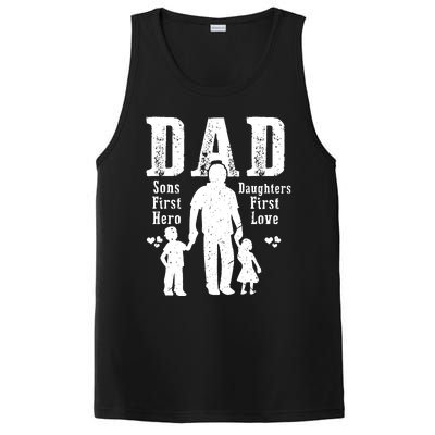 Dad A Sons First Hero A Daughters First Love Daddy Papa Pops PosiCharge Competitor Tank