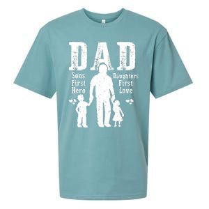 Dad A Sons First Hero A Daughters First Love Daddy Papa Pops Sueded Cloud Jersey T-Shirt