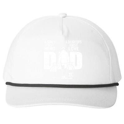 Dad A Sons First Hero Daughters First Love FatherS Day Gift Meaningful Gift Snapback Five-Panel Rope Hat