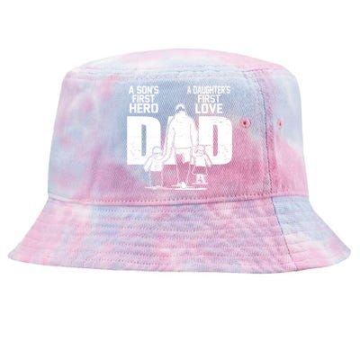 Dad A Sons First Hero Daughters First Love FatherS Day Gift Meaningful Gift Tie-Dyed Bucket Hat